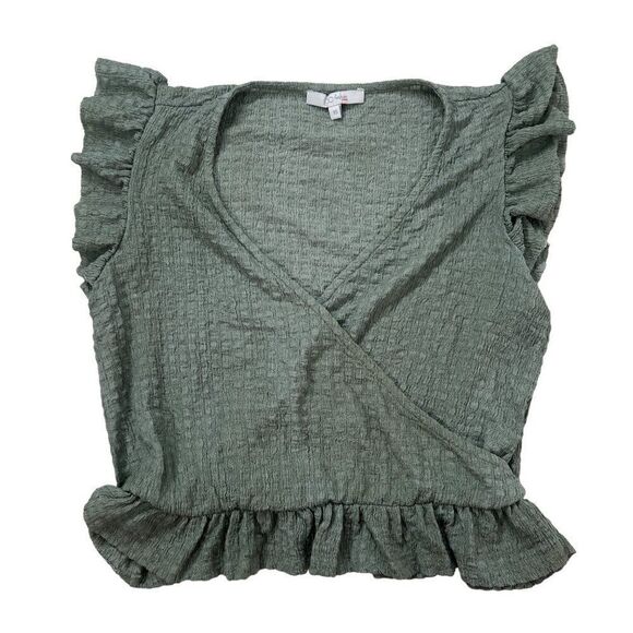 Vintage Green Cottagecore Coquette Ruffle Short Sleeve Cropped Top / XS - Picture 4 of 7